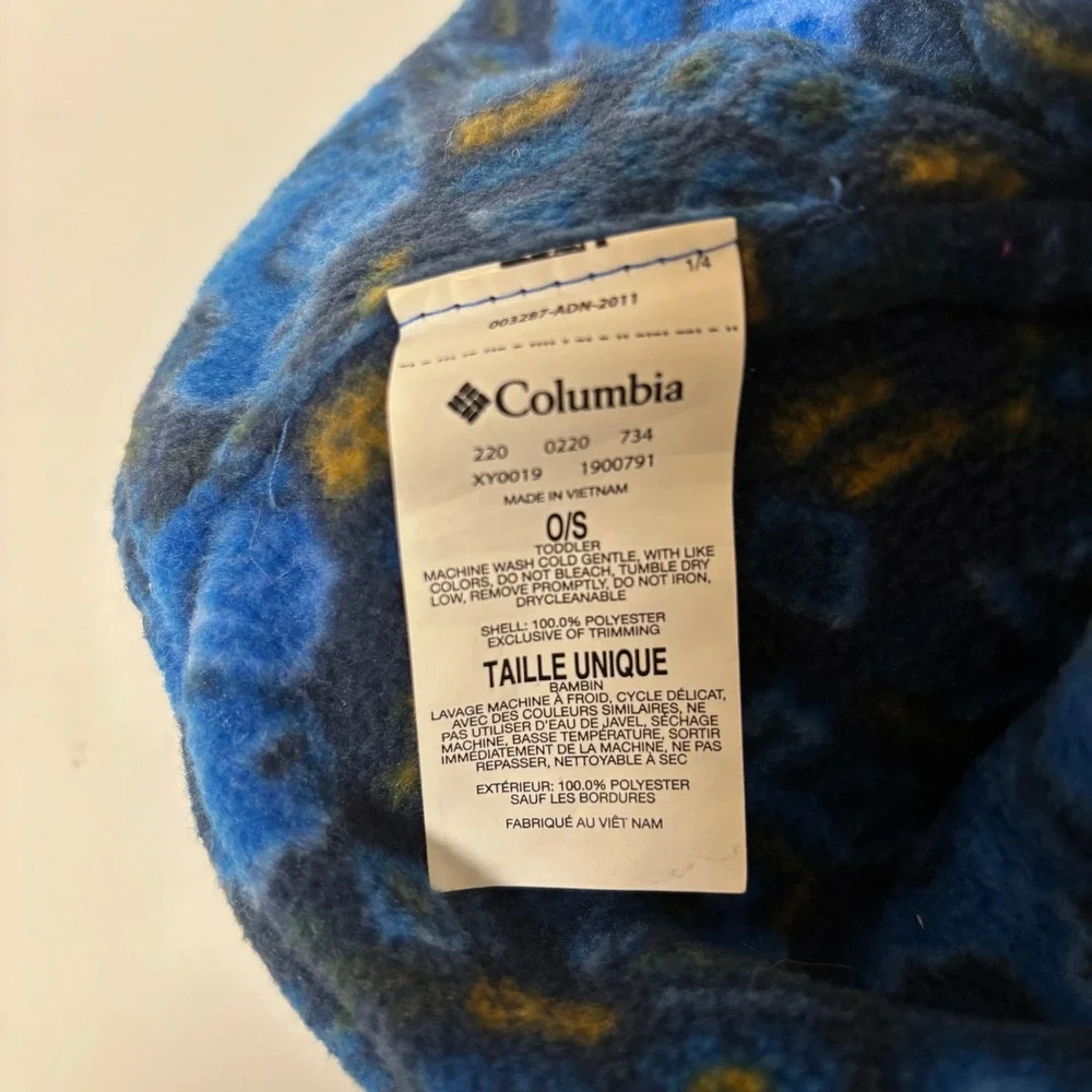 Columbia Toddler Blue Bear Print Fleece Trapper Hat XY0019 Ear Flap Beanie O/S